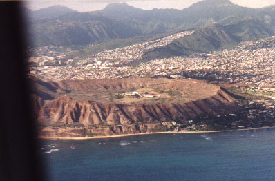 This is what Diamond Head (Lé'ahi) from plane