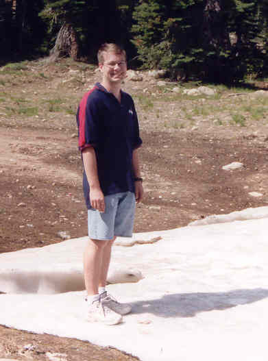 James with snow in the mountains