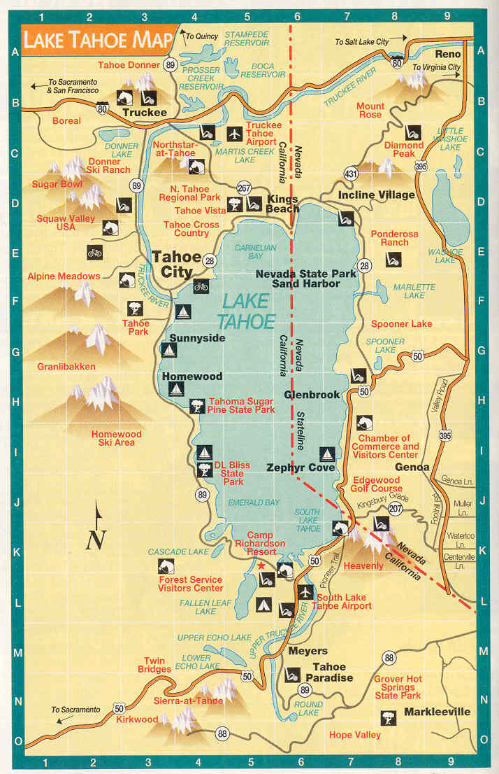 Map of Lake Tahoe area