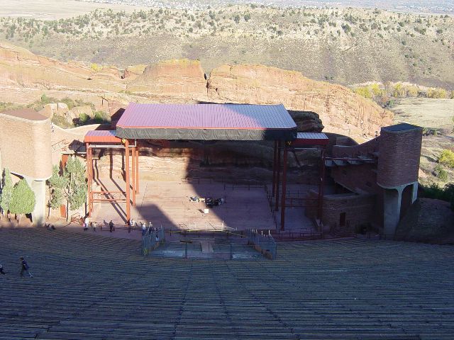 Red Rocks Amphitheater stage from atop the seating area