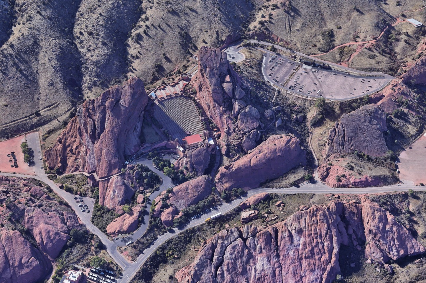 Google Earth image of Red Rocks Amphitheater