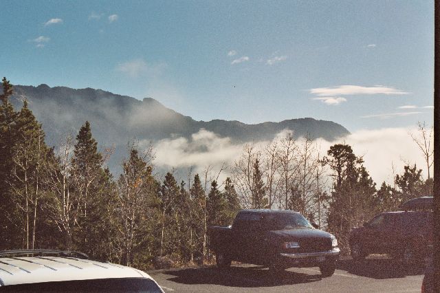 Up in the clouds from an overlook parking lot