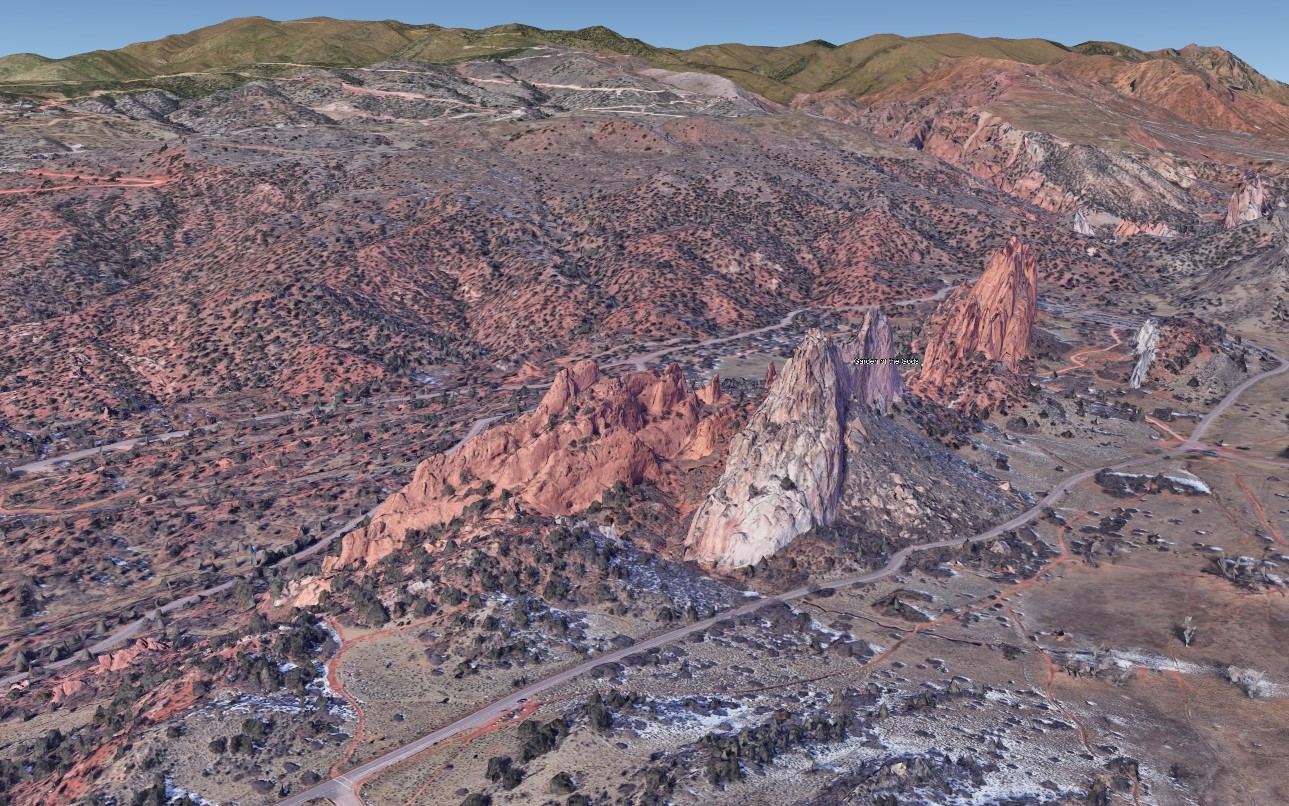 Google Earth image of Garden of the Gods