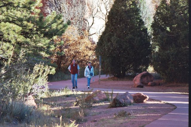 Eric and Julie walking one of the paths