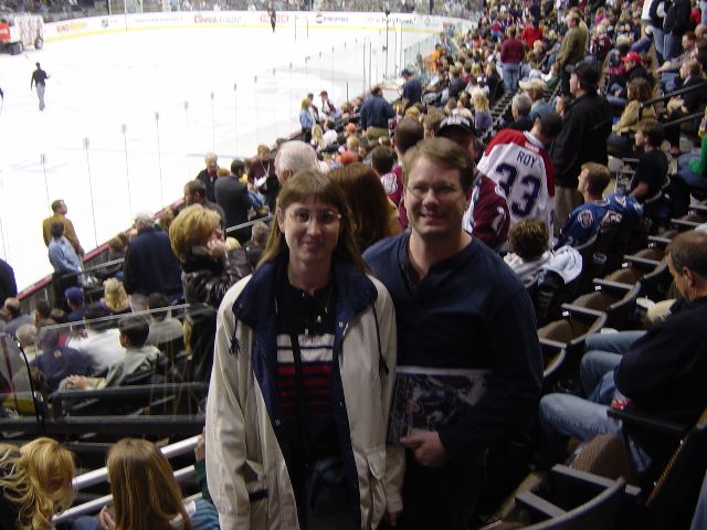 James and Julie at hockey game