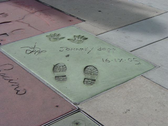 Johnny Depp signature in concrete