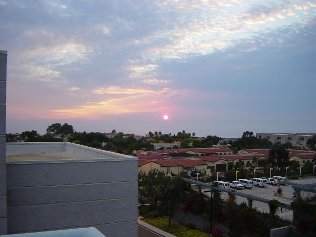 Sun sets over buildings of La Jolla