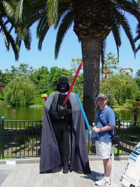 James next to life size LEGO Darth Vader