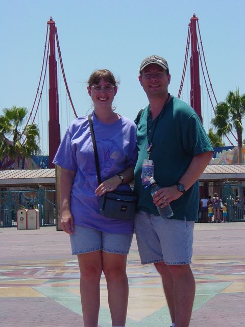 James and Juile in plaza between Disneyland and California Adventure entries
