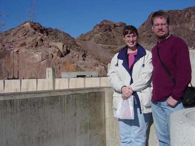 James and Julie with the hills next the dam beyond