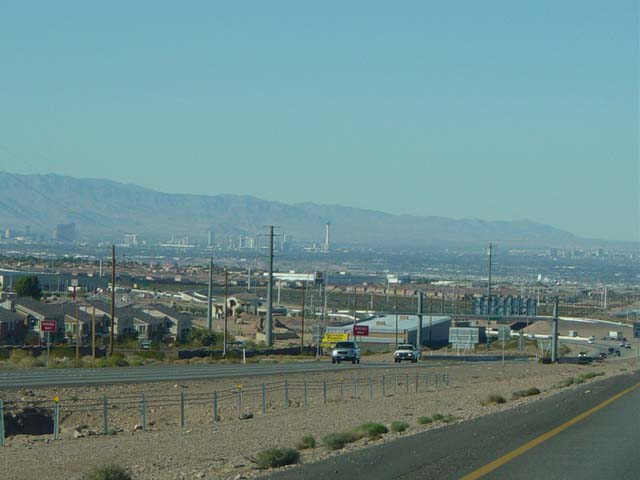 View of Las Vegas driving into town from east