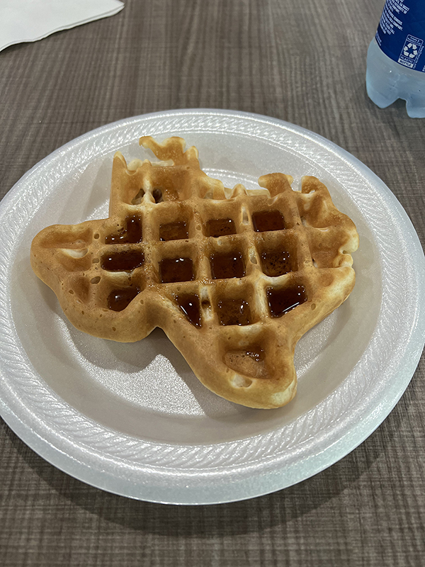Belgian waffle shaped like state of Texas