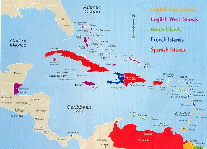 Map of Caribbean Sea