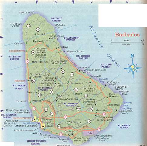 Map of island of Barbados