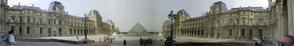 Panoramic of Louvre courtyard