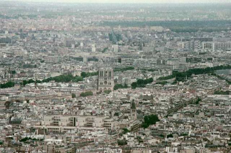 View of Notre Dame Cathedral from Eiffel Tower