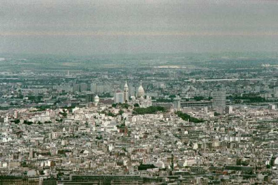 View of Sacre-Coeur (Basilica) from Eiffel Tower