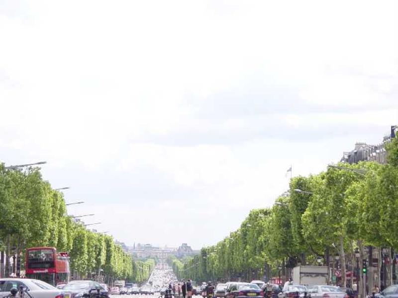 view down the Champs-Elysees