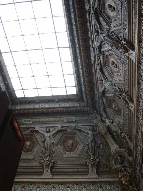 Carved ceiling at skylight