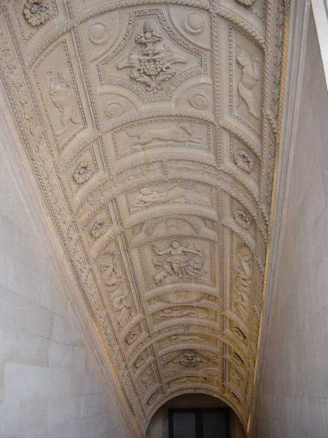Carved ceiling over a stairwell