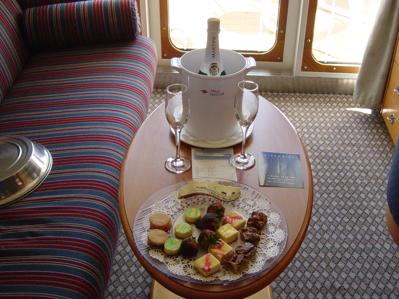 Chilled bottle of champagne and snacks