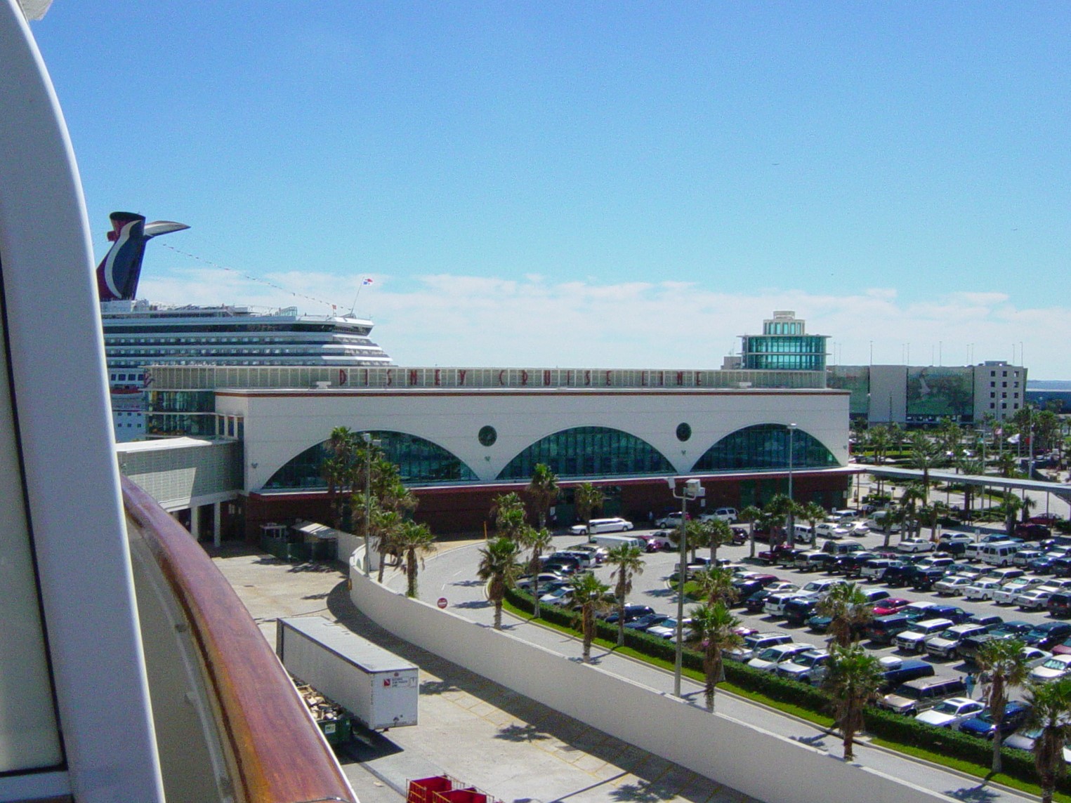 Cruise terminal building and parking area