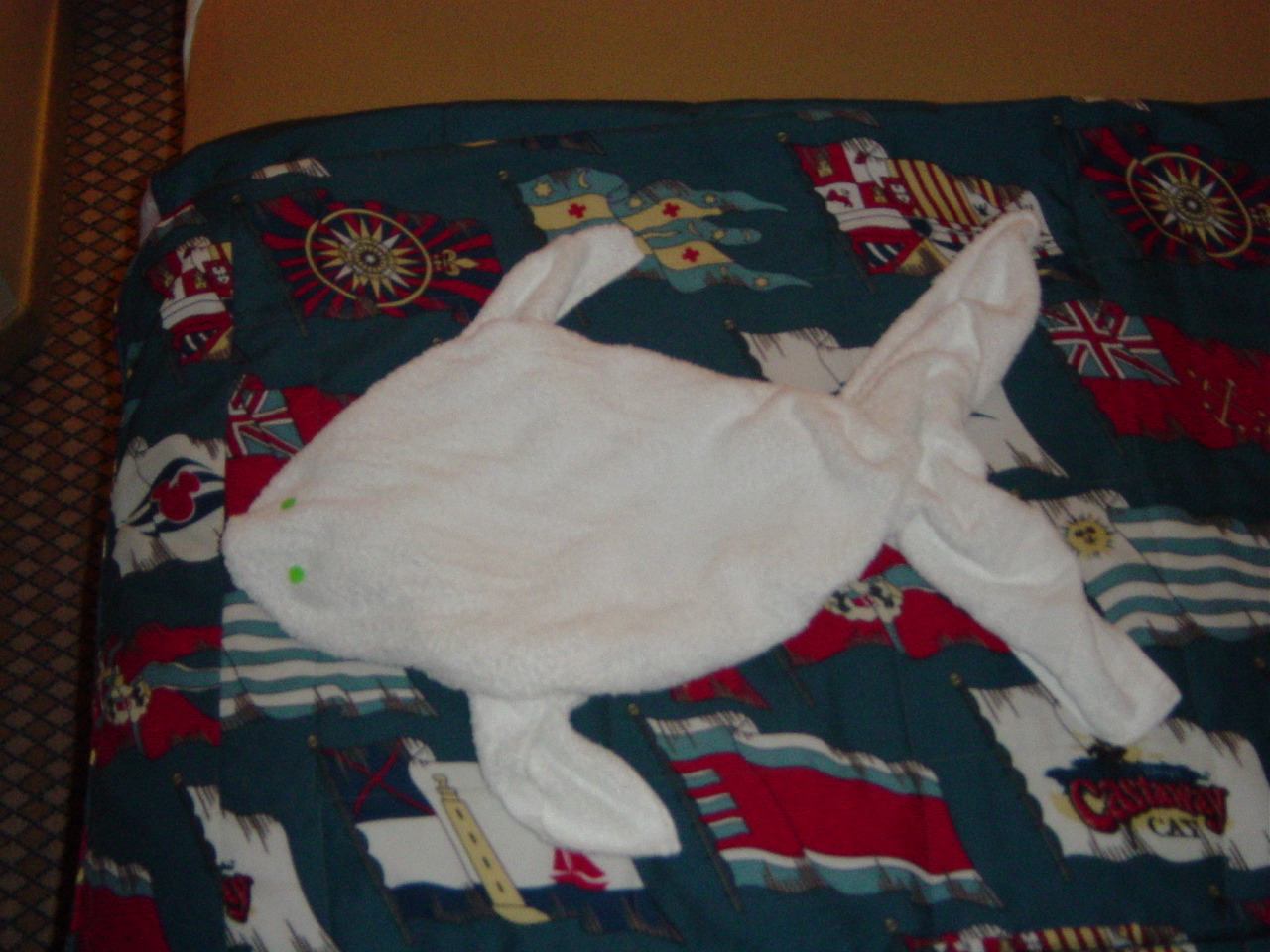 Towels folded to form a shark