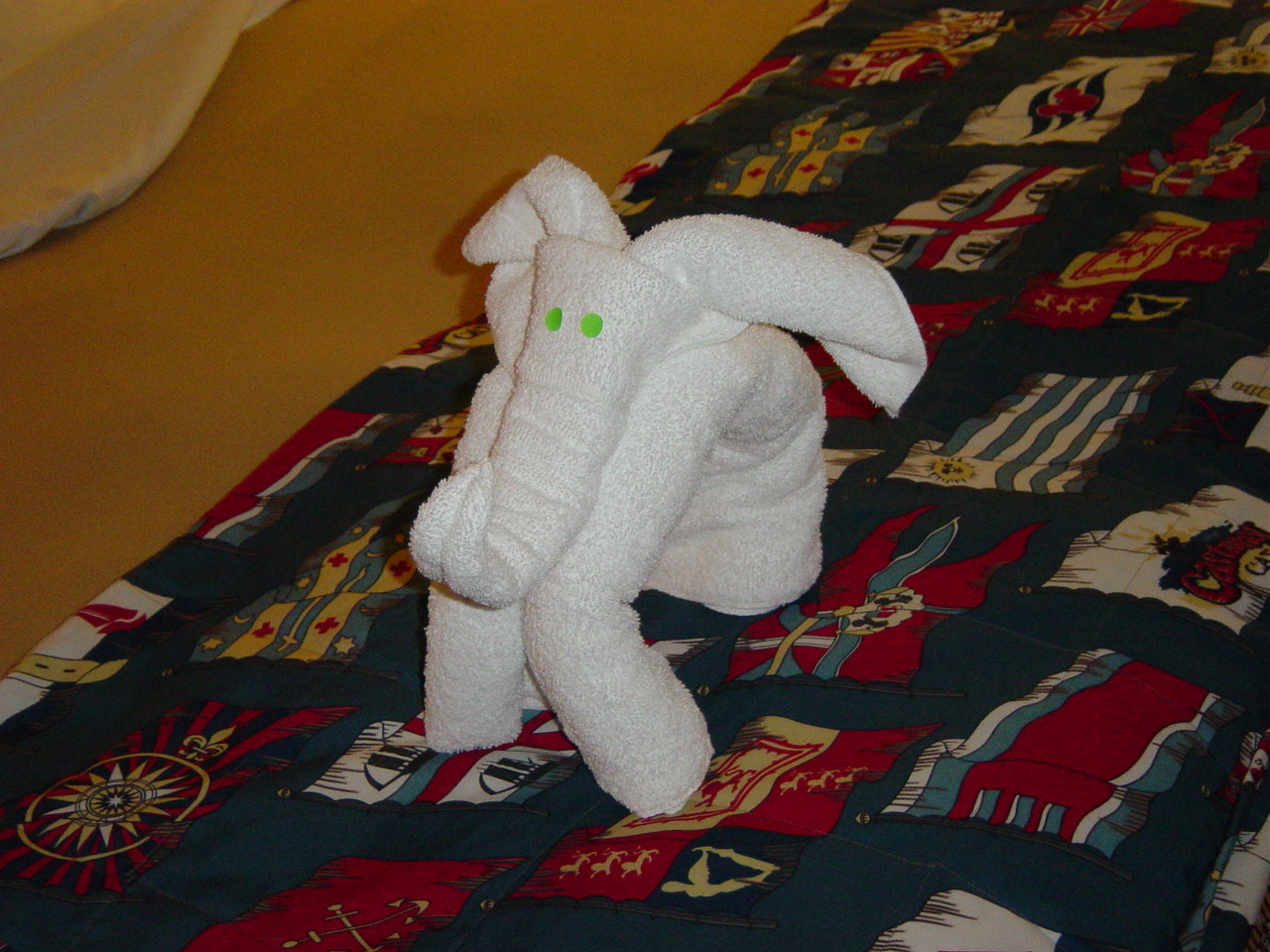Towels folded to form an elephant