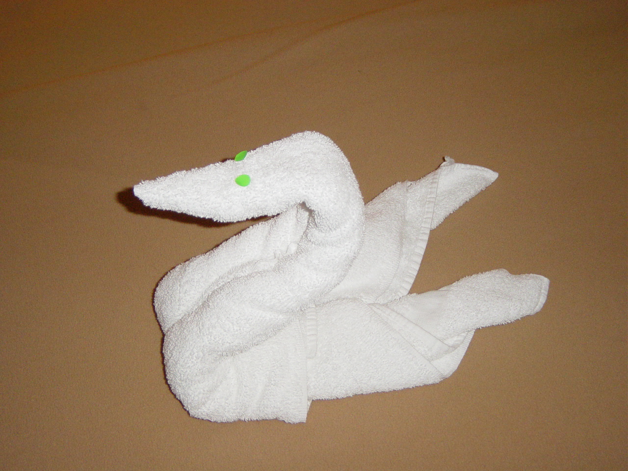 Towel folded in shape of a swan
