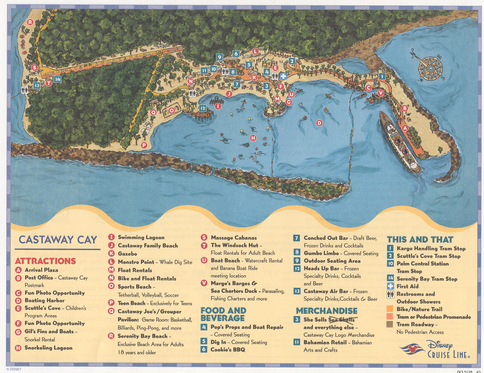 Map of island with activites marked