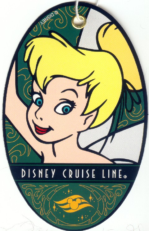 Green oval tag with Disney's Tinkerbell