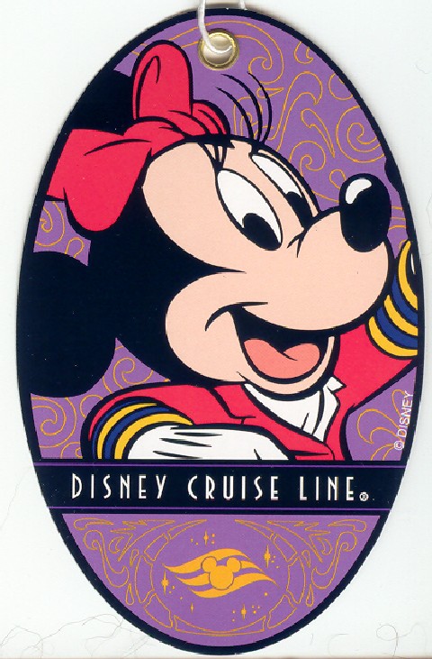 Purple oval tag with Disney's Minnie Mouse