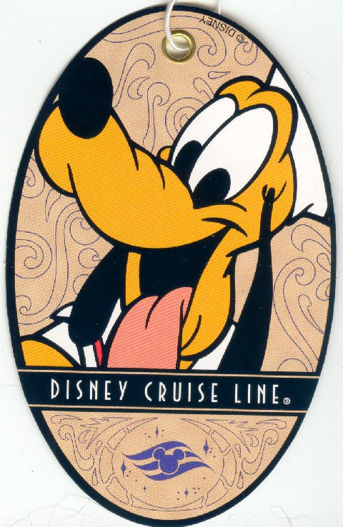 Tan oval tag with Disney's Pluto