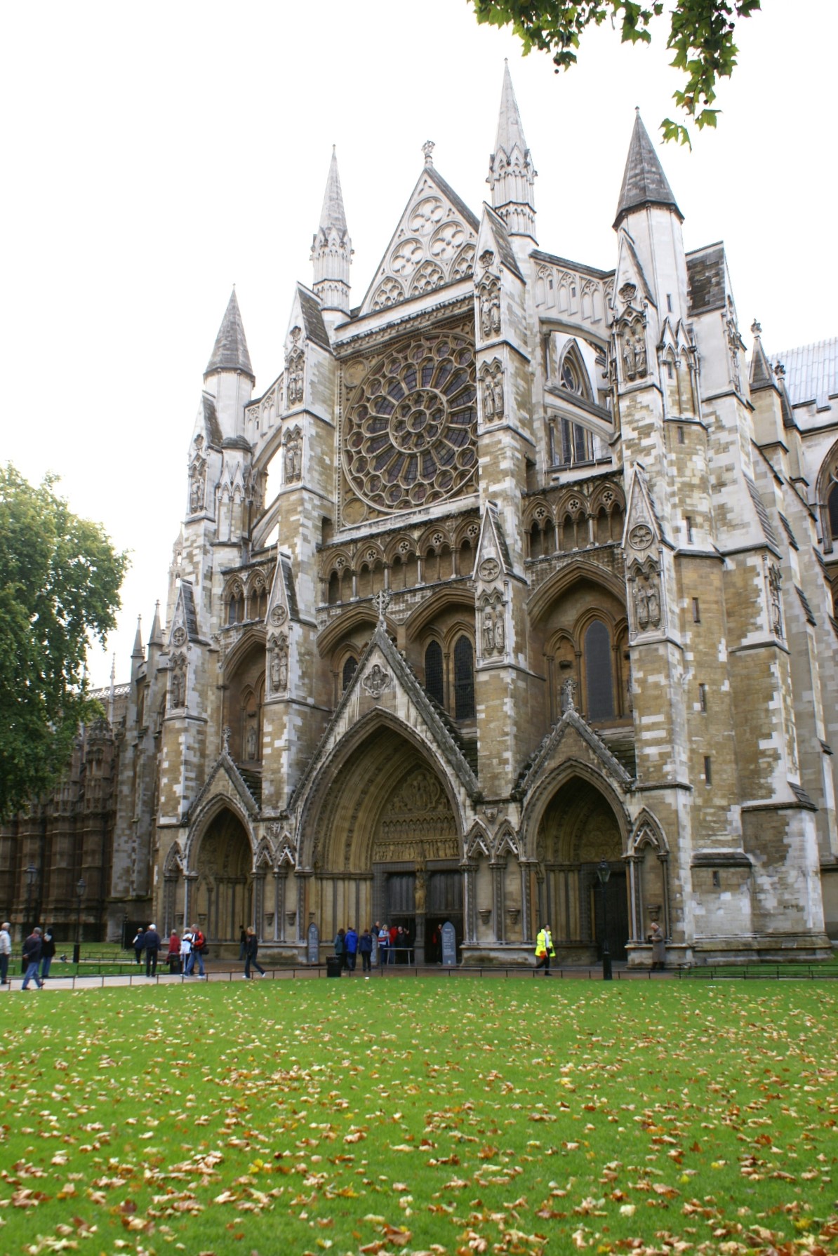 White and tan stone gothic church
