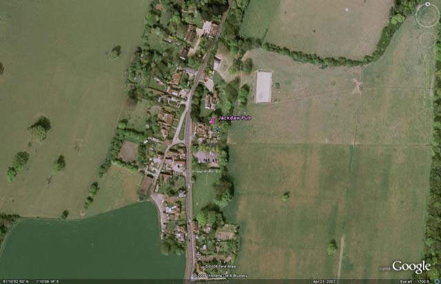 Google Earth aerial of small town in green fields