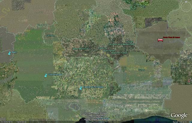 Google Earth map of stops mentioned in this day's writeup