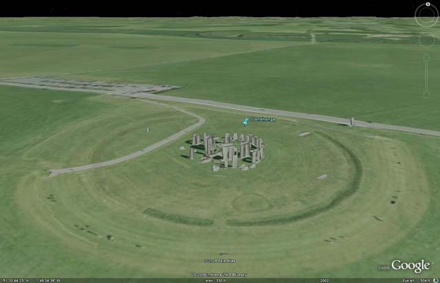 Google Earth aerial view of Stonehenge