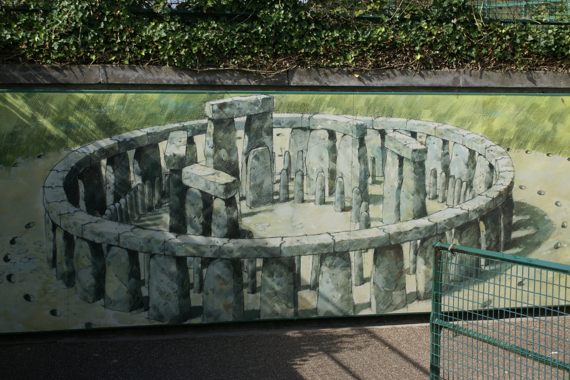 A painting of a stone circle complete with large stones lying flat across the top of others 10 to 15 feet in the air