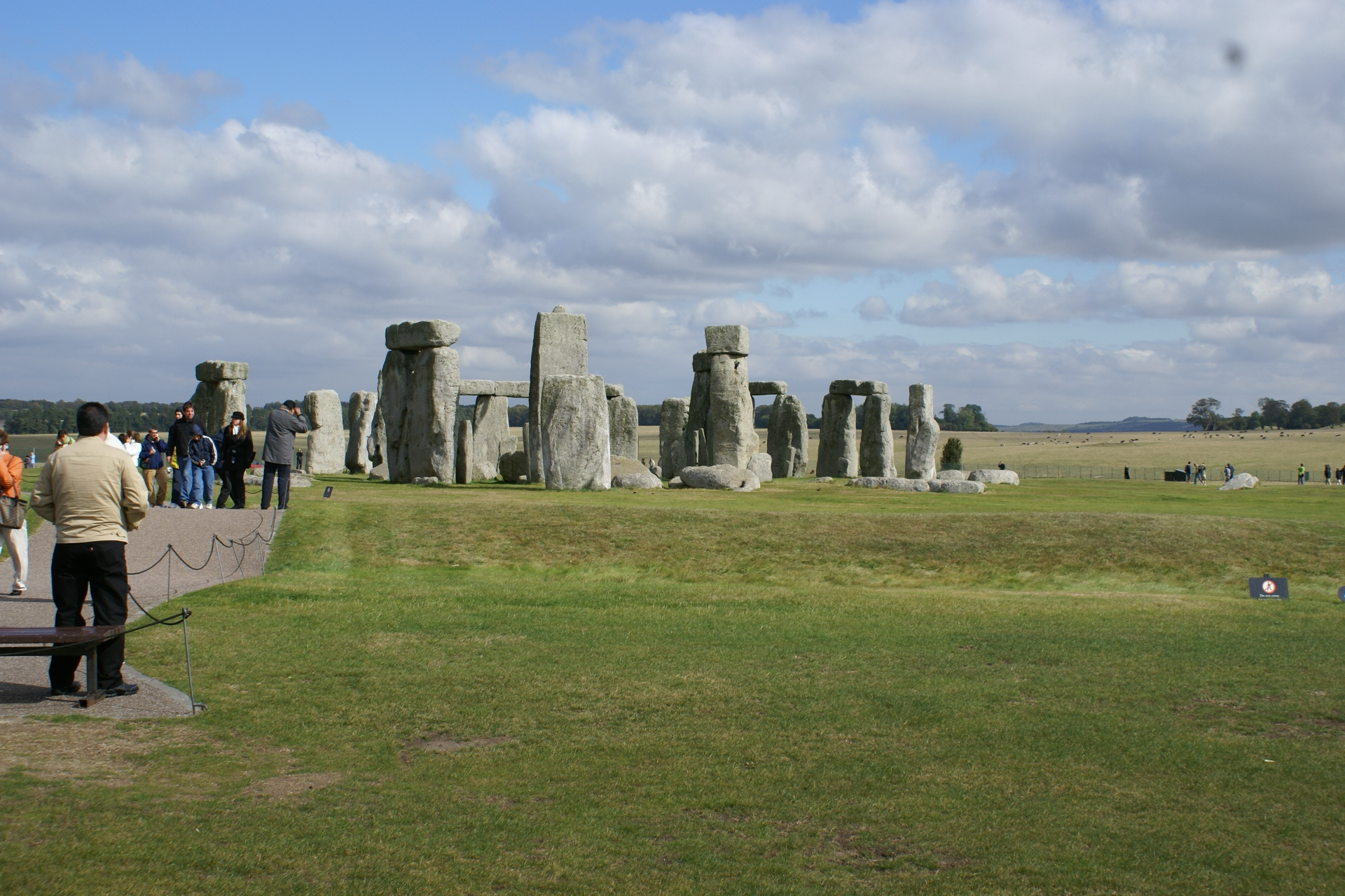 Standing stones with level fields in the distance