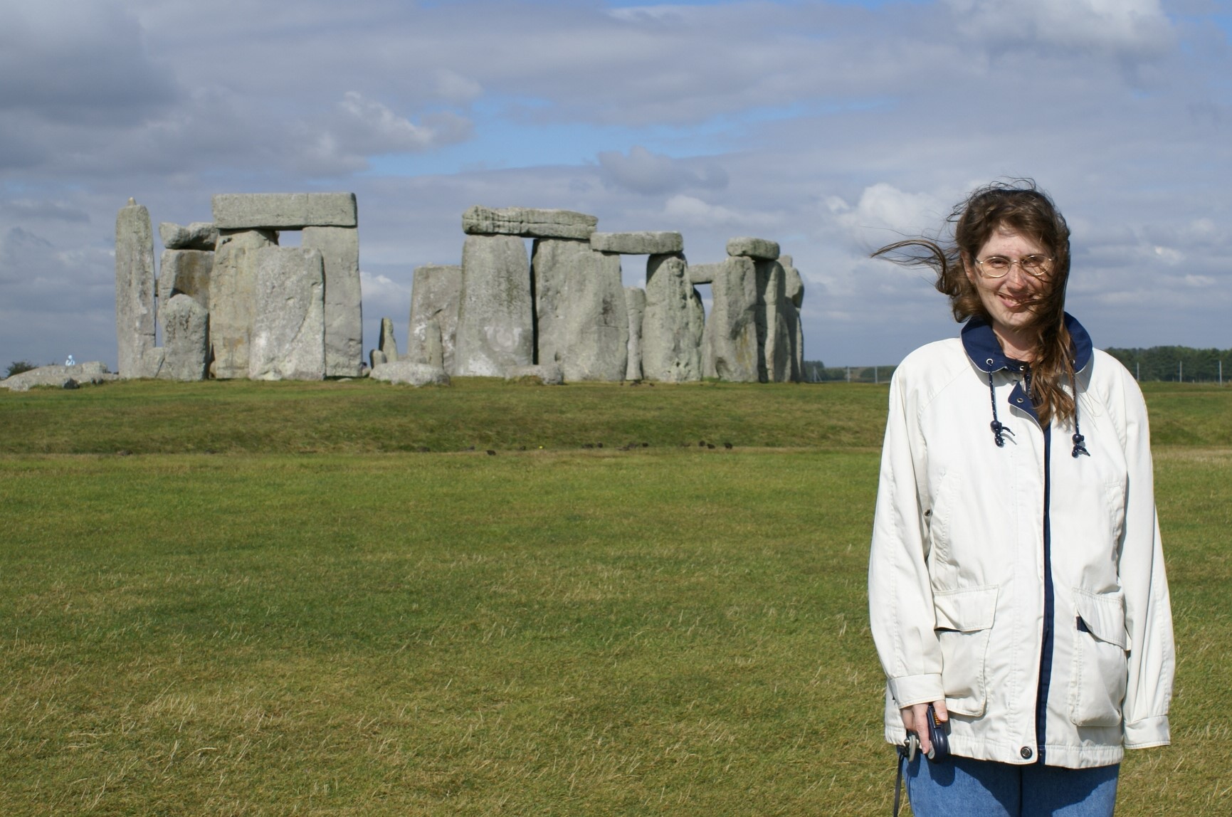 Julie with Stonehenge behind