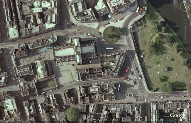 Google Earth aerial view of central Bath