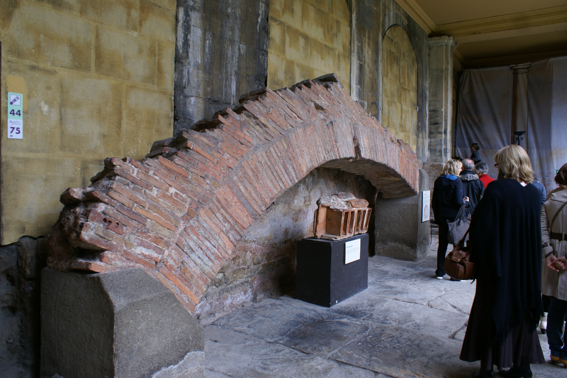 A brick arch spans 10 feet in one of the bath exhibits